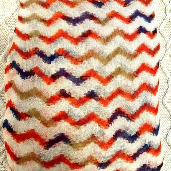 Scarf Lulla Collection by Bindy  Oversized Airy Ivory Orange Blue Tan Oblong - Picture 8 of 10